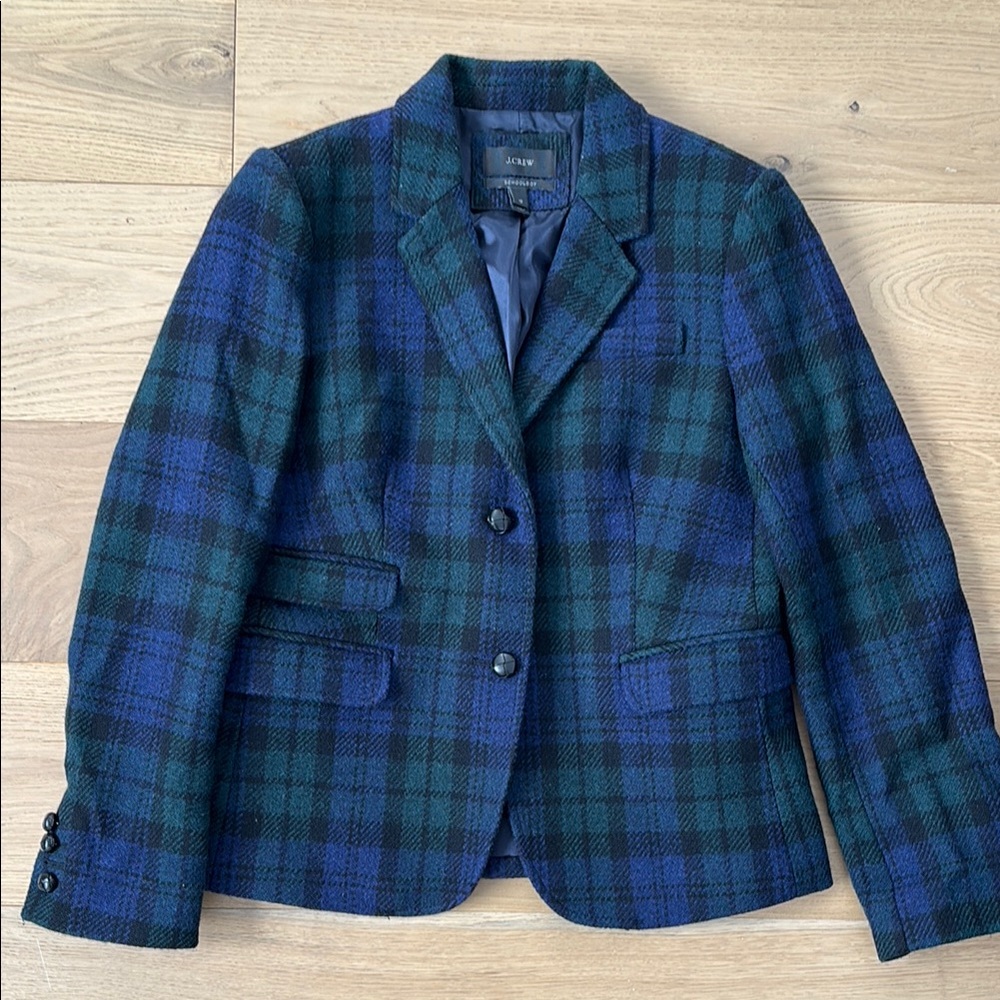 J. Crew Blue and Green Plaid Blazer